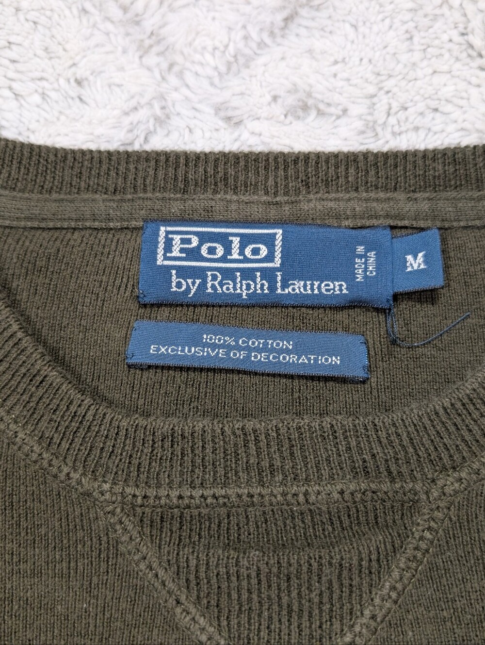 Polo Ralph Lauren Sweatshirt Mens M Green Olive Crewneck Raglan Classic Pony - Picture 3 of 6